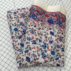 Vintage blue/red floral organza fabric, 33" wide and 4.5+ continous yards